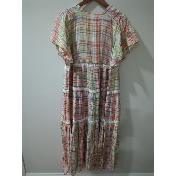 Free People Sally Embroidered Plaid Top Maxi Dress NWT - Picture 9 of 9